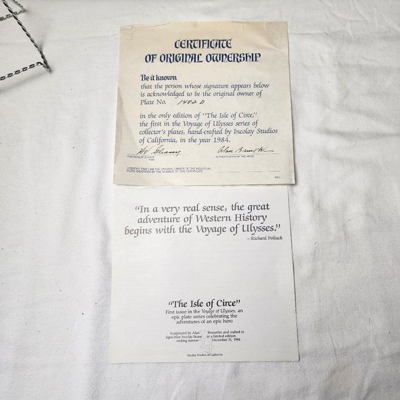 Land of the Phaeacians collector pate by Alan Brunettin "Voyage of Ulysses" 1986 - Picture 7 of 10